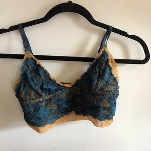 Intimately Emerald Green Lace and Tan Bralette